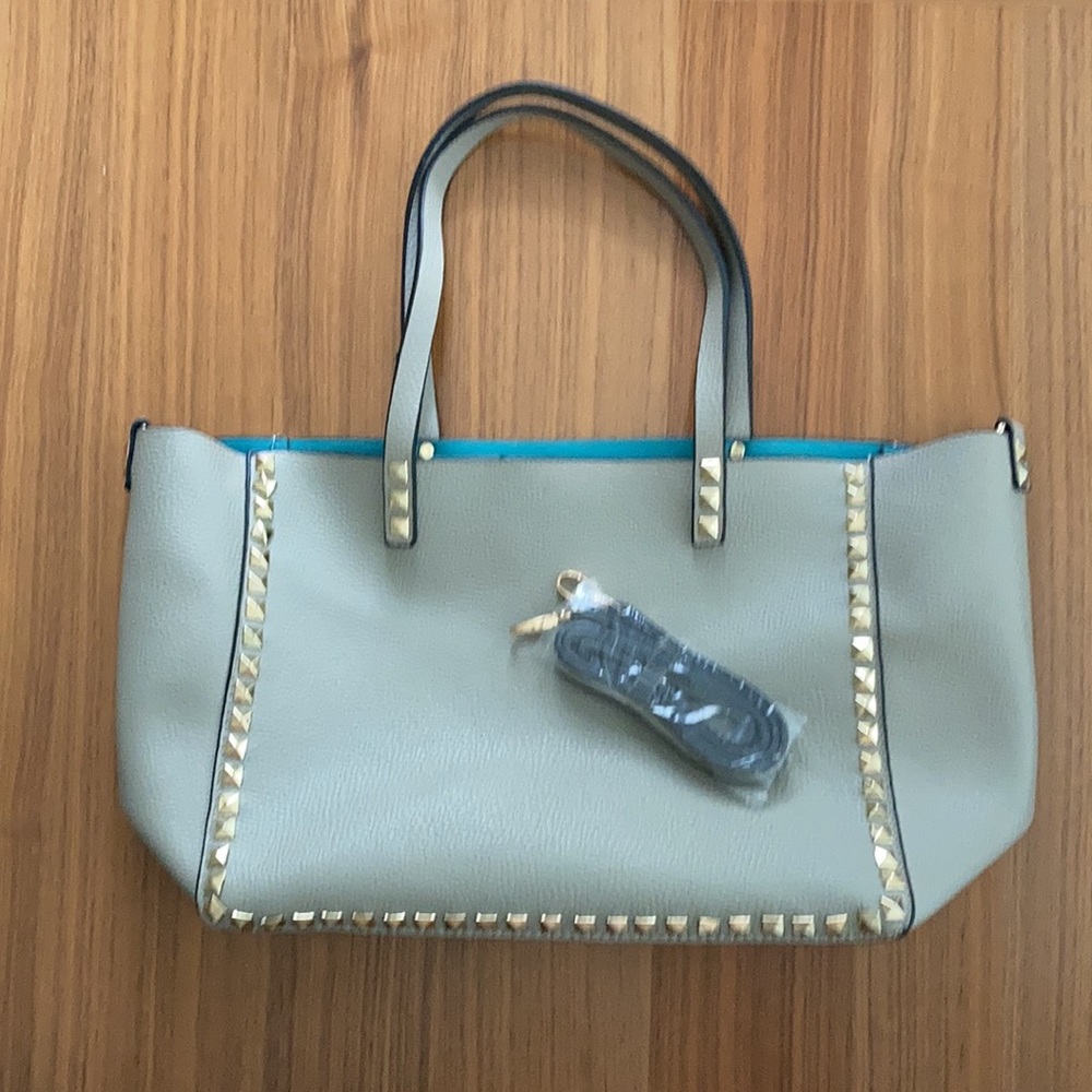 Gray & Gold Studded Tote